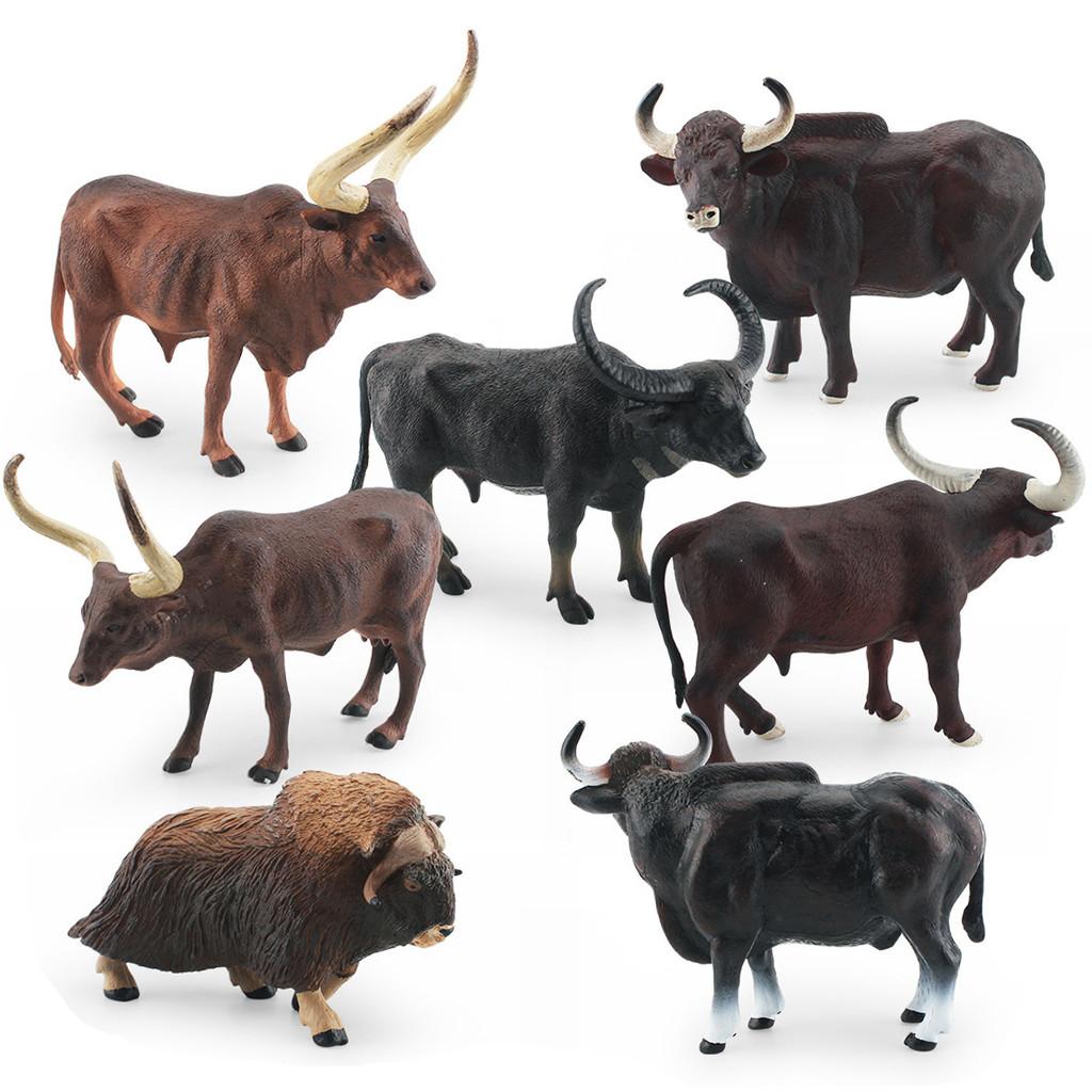 Lifelike Pvc Forest Animal Model Set Including Ankole Watusi And Water Buffalo Designs