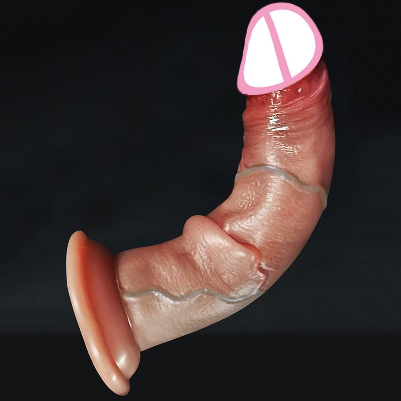 Skin Realistic Sliding Foreskin Dildos Women Prostatic Adults Dick Anal Vaginal Stimulation Strapon Big Penis Sex Toys For Woman