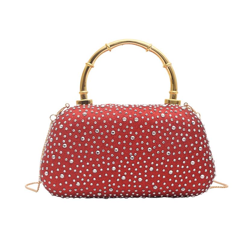 New European and American fashion women's shiny rhinestone decorative handbag fashion temperament chain messenger dinner bag