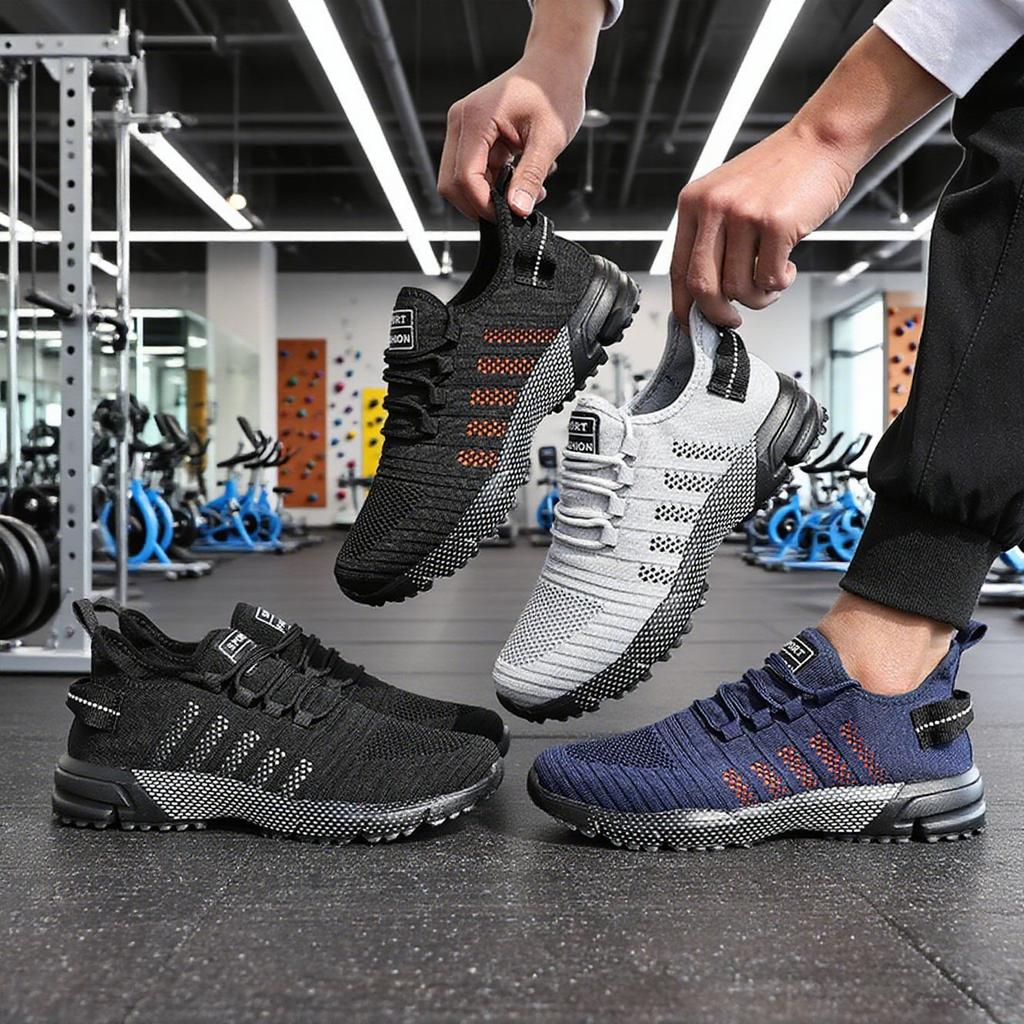 Sports men's shoes summer new large size fly-woven breathable mesh shoes men's non-slip and wear-resistant casual running shoes men