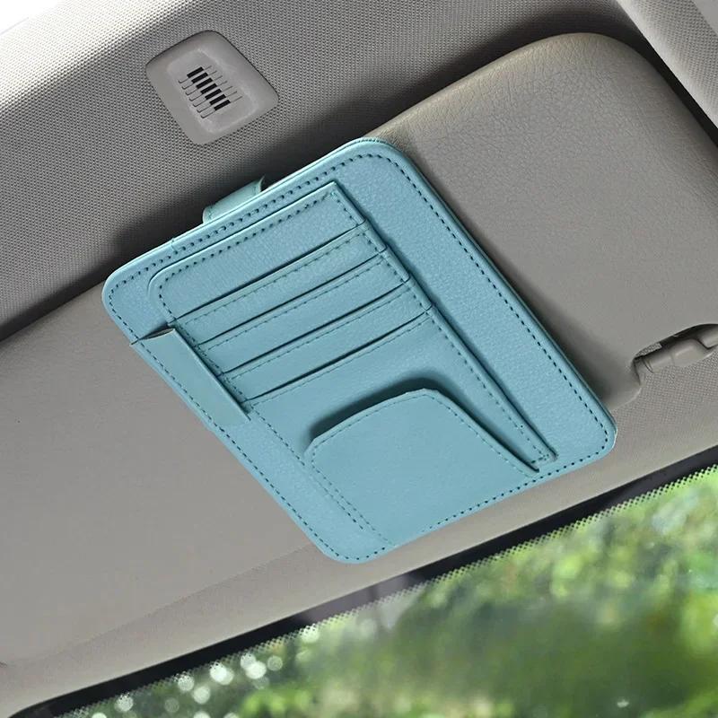 Car Sun Visor Organizer Multi-Pocket Auto Interior Accessories Pocket Organizer Car Document Storage Pouch Glasses Holder