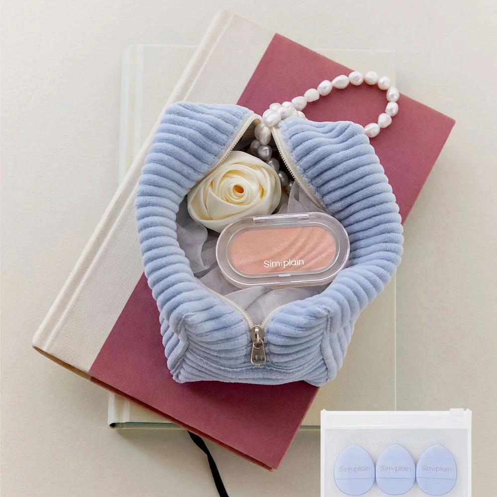[NEW Color] Glim On Cheek [Gift] Mini Puff Set 002 Crème de Peach