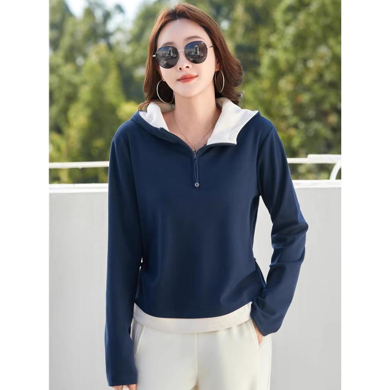 Zipper Hooded Sweatshirt for Women New Fashion Versatile Long Sleeve T-Shirt Top Korean Style Trendy Jacket