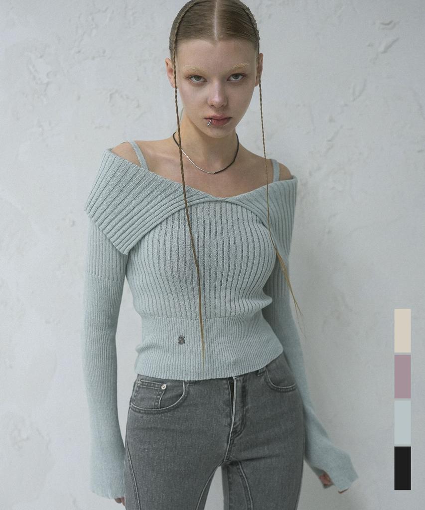 AVANDRESS Seul Sailor Off Shoulder Knit - 4Col