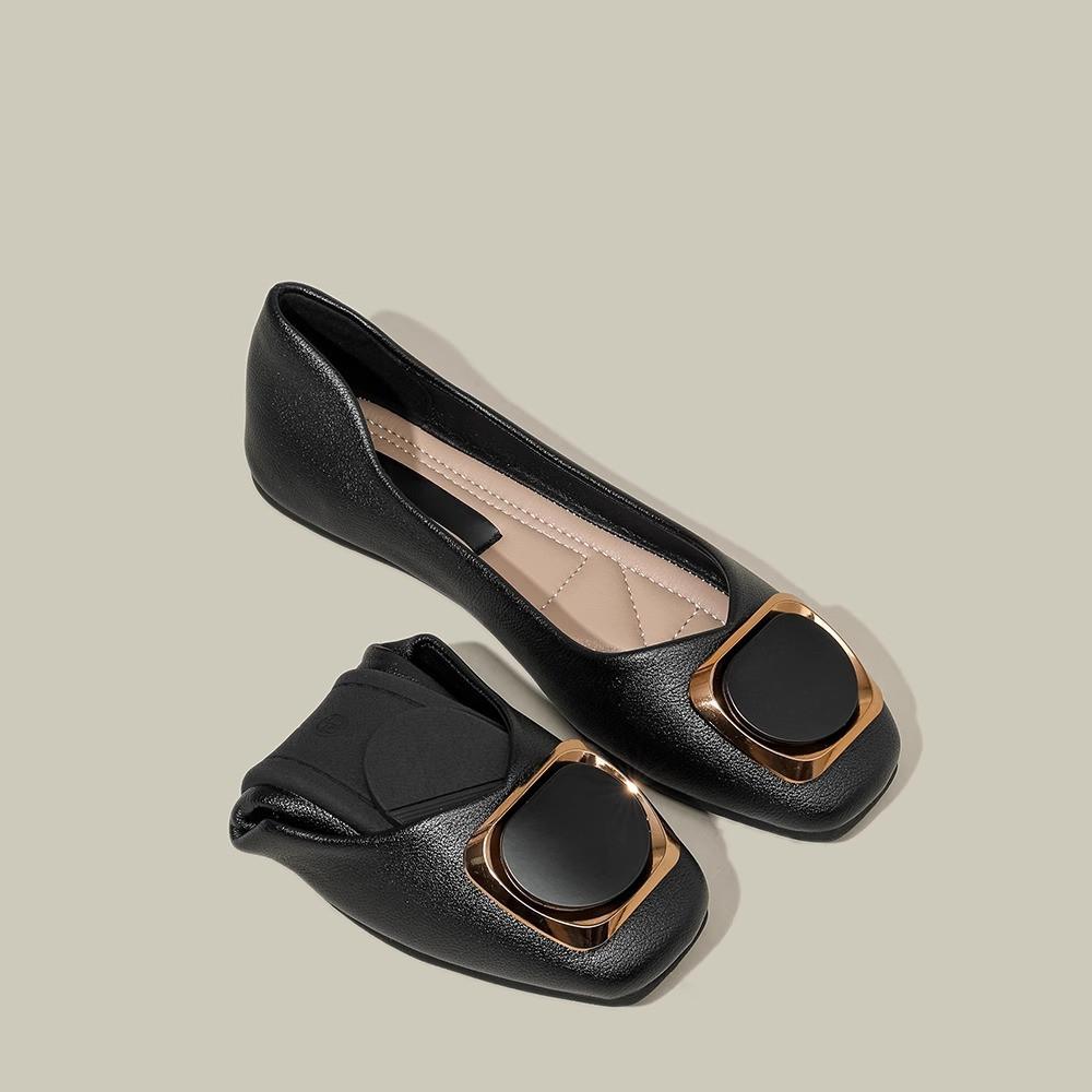 Doudou Shoes 2025 New Female Soft-soled Comfortable Lazy Shallow Mouth Flat-soled Single Shoes Retro Fairy Grandma Spring and Autumn