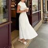European and American Women's Clothing, New Spring Models, French Polka Dot Round Neck Waist and Thin Pendulum Dress