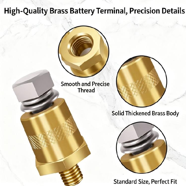 Battery Cable Terminal Pair In Copper, Positive and Negative Post Hardware with Knurled Bodies for Replacement and Routine Service