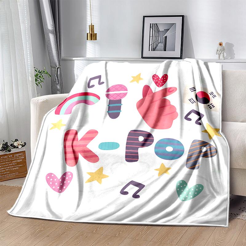 KPOP Flannel Blanket Soft Warm All-Season Throw, Design for Camping, Car Travel, Hiking Sofa, Bed, Office Perfect Gift for Parties