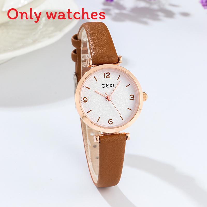

Womens Fashion Minimalist Quartz Watch With Leather Strap Design For Casual Daily Wear DeepBrown