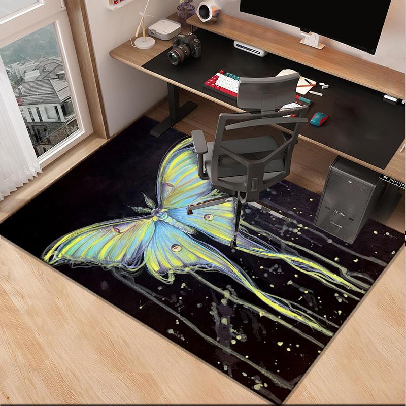 Gothic Moth And Skulls Office Rug Chair Mat, Entryway Carpet, Suitable for Front Door, Bedroom, Living Room, Desk, Holiday Gift