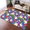 Cartoon Blume Schönes Gemälde Teppich für Wohnzimmer Großer Flächenteppich Schwarz Weicher Teppich Heimdekoration Matten Boho Teppiche