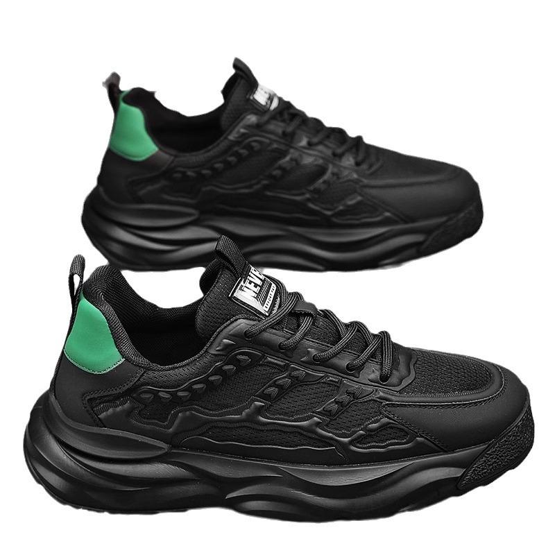Men's Shoes 2024 New Summer Breathable Mesh Black Dad Sports and Leisure Running Thick-soled Labor Insurance Work Tide Shoes