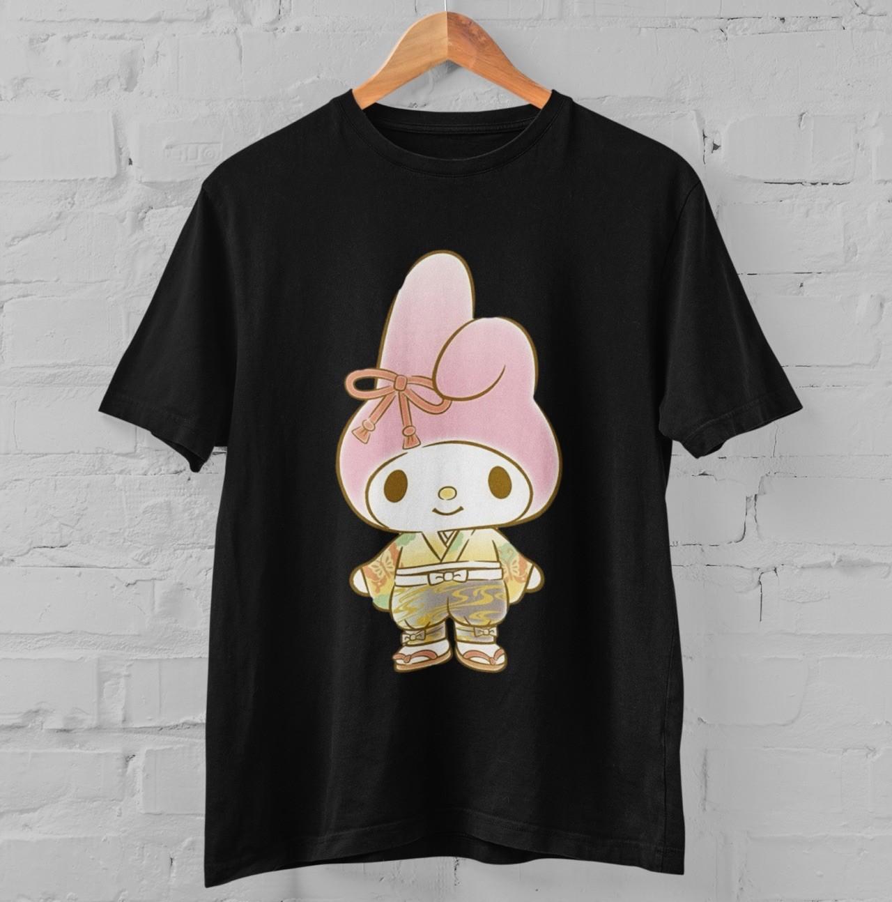 Sanrio My Melody Japanese Kimono Style Black Cute Graphic Kawaii T-Shirt Top Tee XL