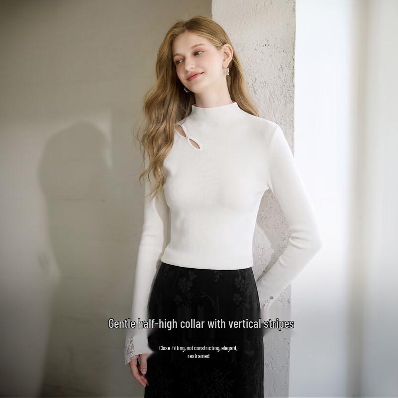 Xiangying Women's 2026 Winter Slim-Fit Semi-High Collar Knit Top