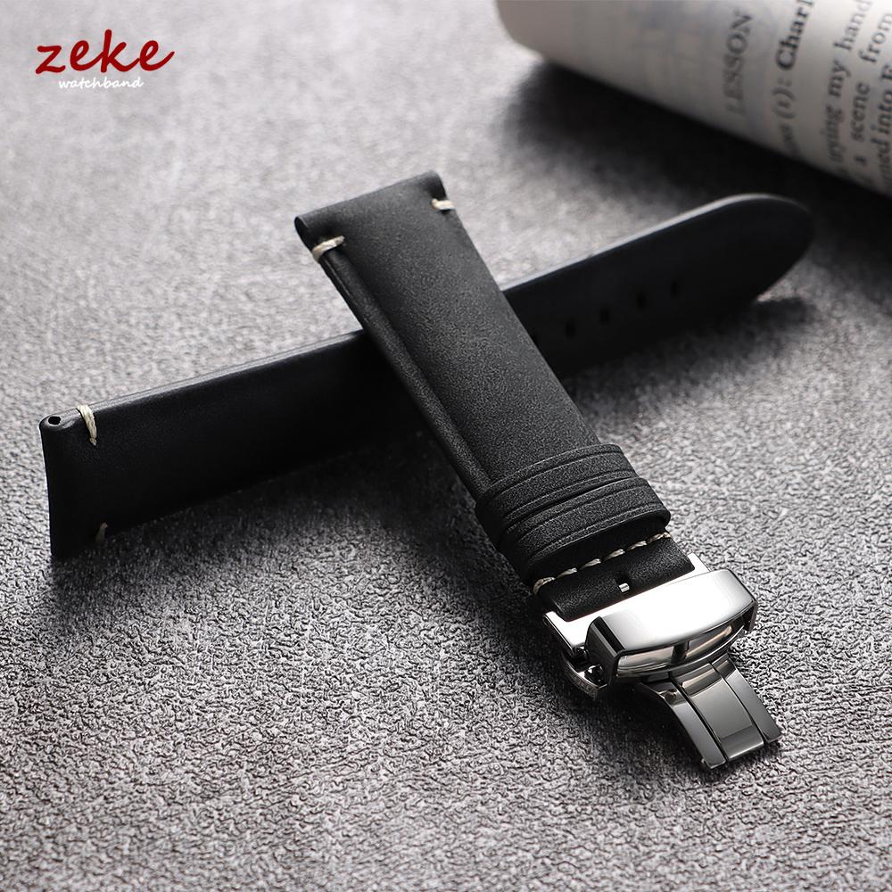 Vintage Cowhide Watch Strap 20mm 22mm Matte Leather Strap for Seiko for Omega Watchband Quick Release Butterfly Buckle Wristband