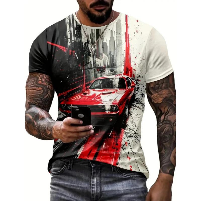 Vintage Wolf Grafik T-Shirt Herren Sommer Outdoor Herren Kurzarm T-Shirt Übergroßes Herren T-Shirt Mode Rundhals Herrenbekleidung