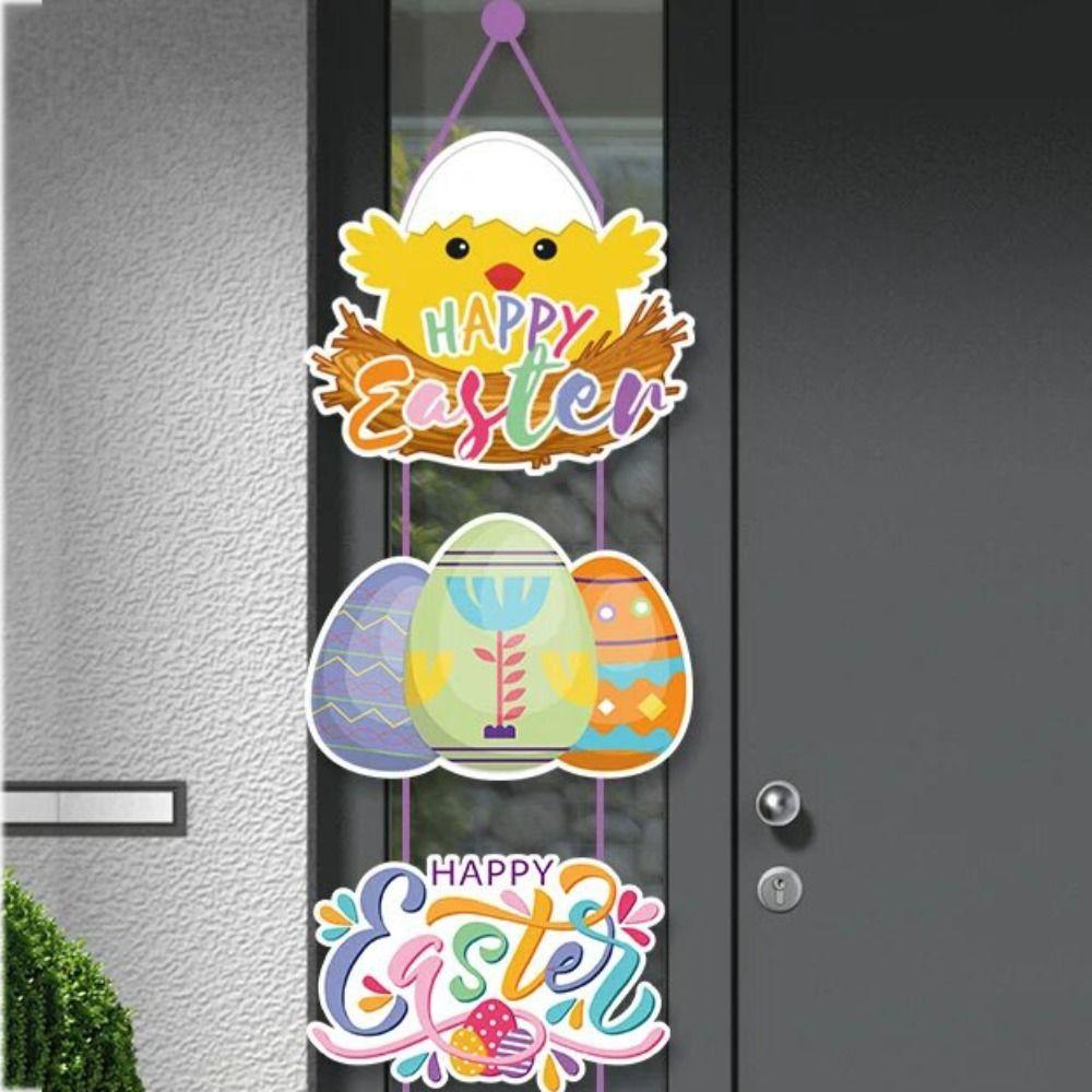 10Pcs/set Carrot Pattern Easter Door Pendant Bunny Paper Door Hanging  Easter Party