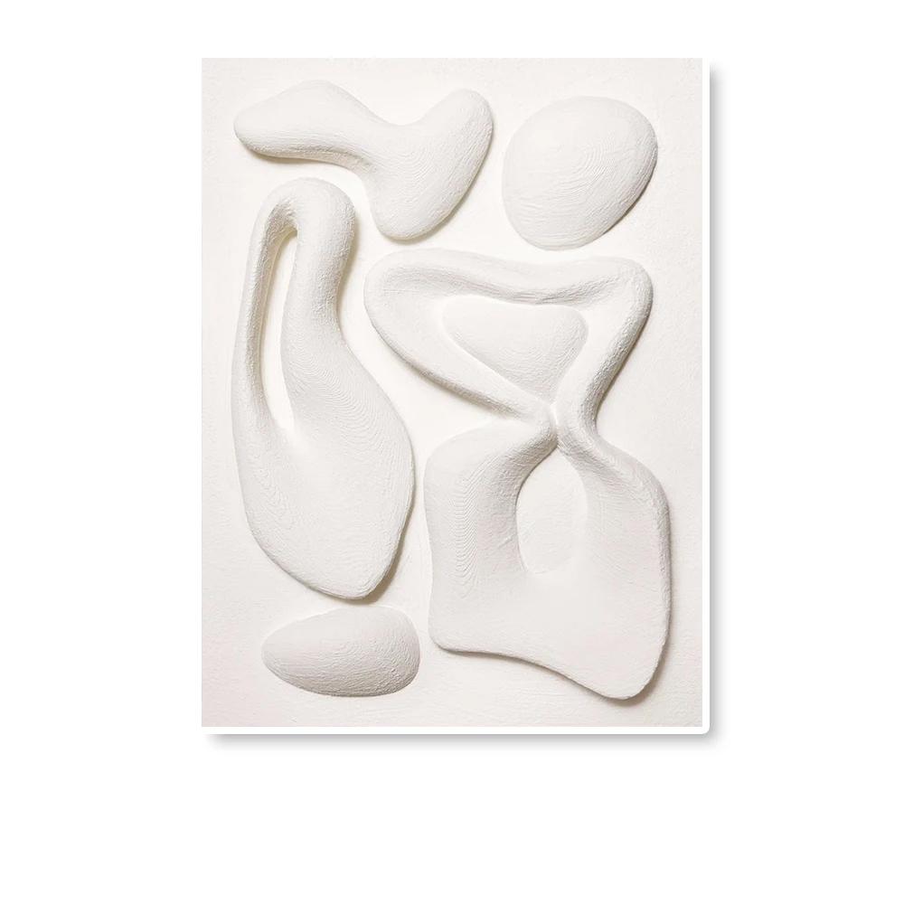 Modern 2D Flat Shapes Texture Prints Posters,  Wabi-sabi Style White Geometry Canvas Painting Wall Arts Wall Decor Unframe