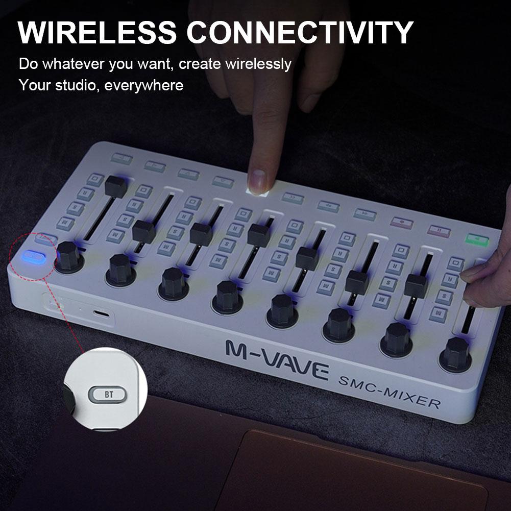 Wireless MIDI Controller BT Connection Mixing Console Wireless Controller W/ 8 Encoder Software Controls for Windows//Ios/Androi