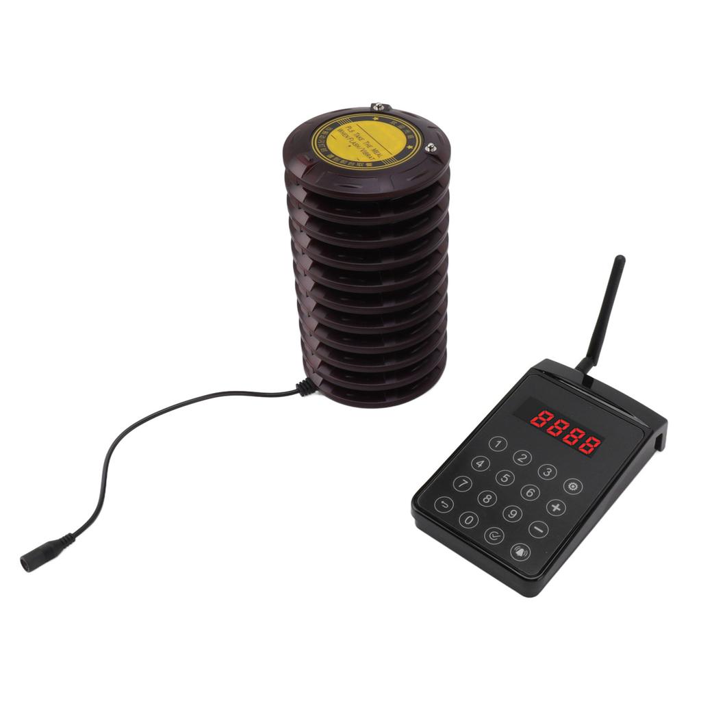 Restaurant Pager System 10 Coaster Pagers with Keypad Transmitter for Restaurant Food Truck Coffee