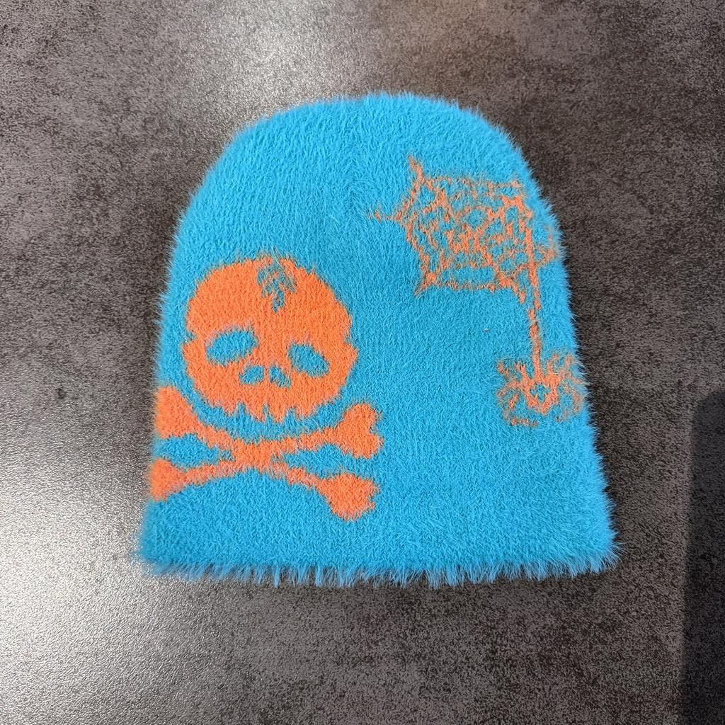 Skull Knitted Unisex Pumpkin Hat With Letter Design For Fall And Winter Seasons