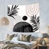 Abstract Black Boho Mid Century Tapestry Modern Aesthetic Minimalist Wall Hanging Sun Leaves Pink Arch Neutral Contemporary