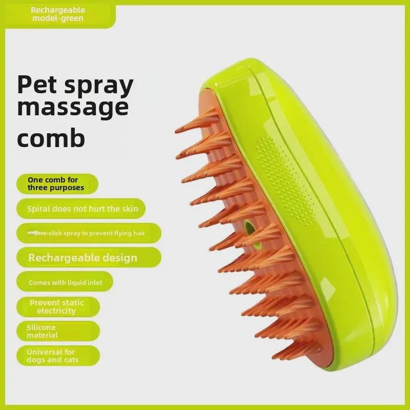 Rechargeable Electric Pet Comb with Spray for Shedding Control and Anti-Static Massage - Ideal for Cats & Dogs
