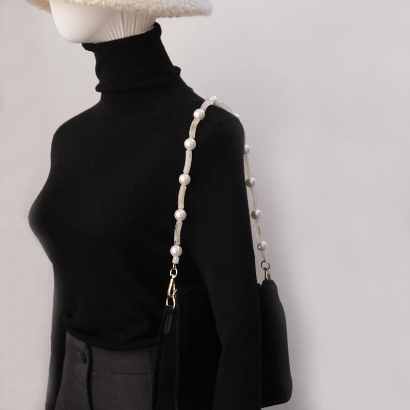 Nová módní dámská kabelka, doplněk s odnímatelnými korálky, řetízky z akrylových perel, luxusní popruh pro ženy, kabelka přes rameno, rukojeť