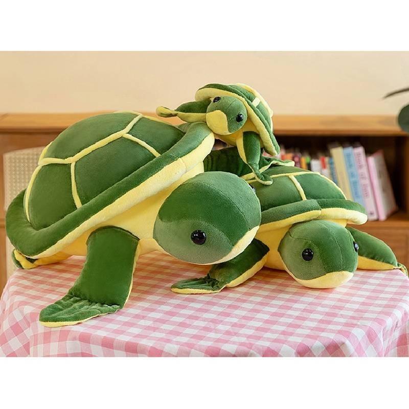 Adorable Green Turtle Plush Pillow Ultra-soft Pp Cotton Stuffed Animal Toy For Kids