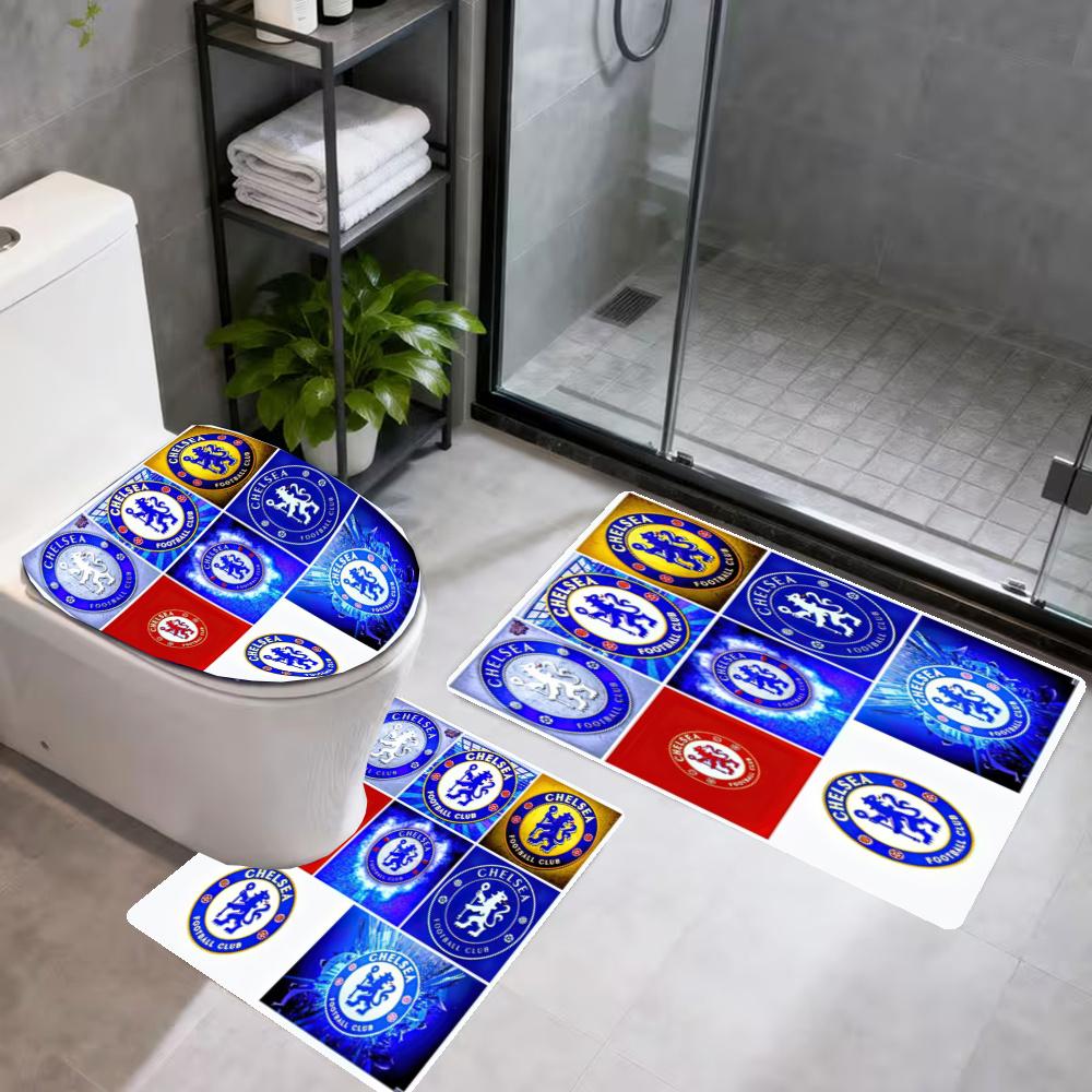 Chelsea 3Pcs Bathroom Mat Nonslip Floor Mat Set Toilet Lid Bathroom Mat Bathroom Absorbent Door Mat Decoration