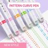 6 stk./Sæt Blomsterlinjeform Highlighting Pen Rullekuglespids Kurvet Liner Markør Kawaii Koreansk Skoleartikler Kontorartikler Gaver