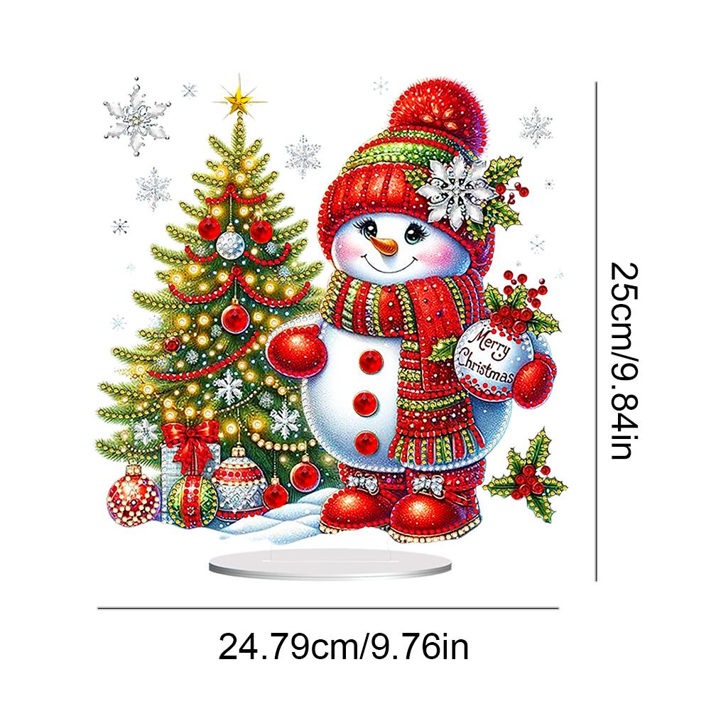 Acrylic Special Shaped Christmas Tree Snowman Desktop Diamond Art Kits 5D DIY Diamond Art Tabletop Decorations for Office Decor