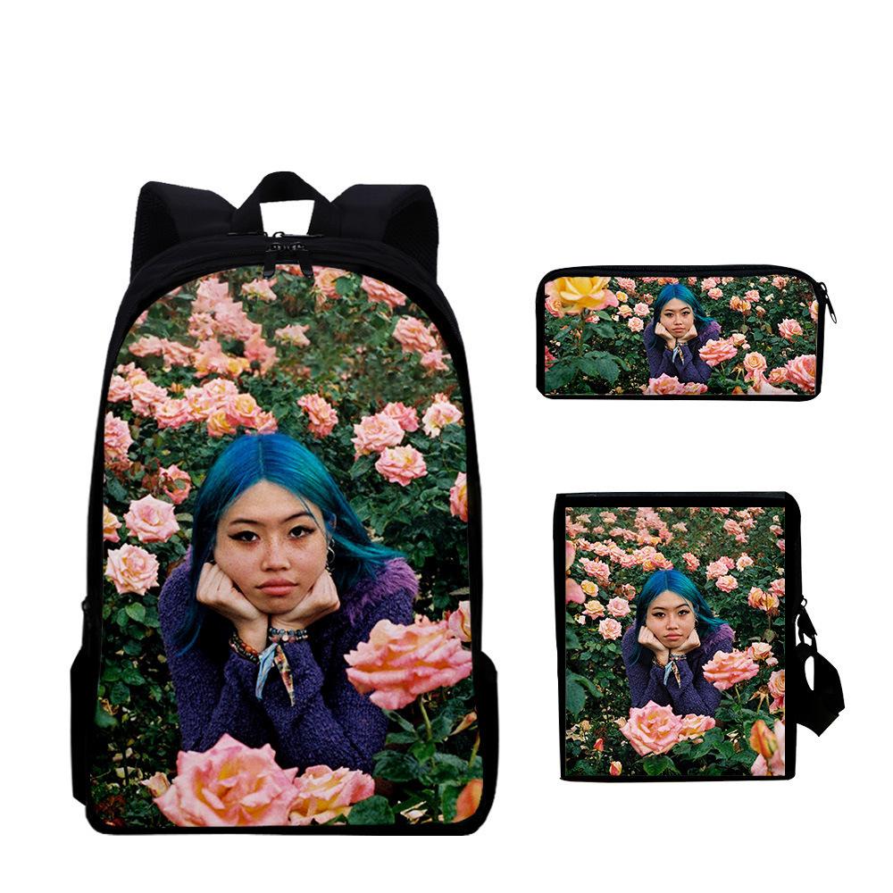 Classic Novelty beabadoobee 3D Print 3pcs/Set pupil School Bags Laptop Daypack Backpack Inclined shoulder bag Pencil Case