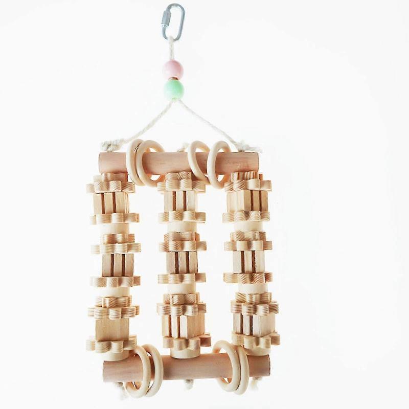 Parrot Chewing Toy Natural Wood Blocks Cage Bite Perch Toy