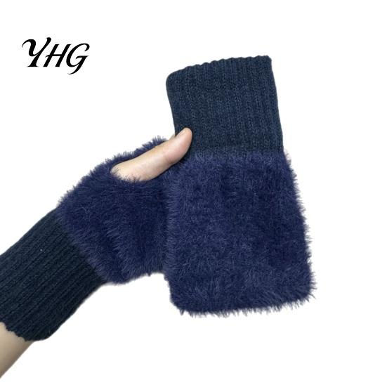 Winter Warm Fleece Lined Mittens 1 Pair Fingerless Gloves, Half Finger Mittens, Ladies Gloves Soft Fuzzy Thermal for Driving Writing Typing Flip Top