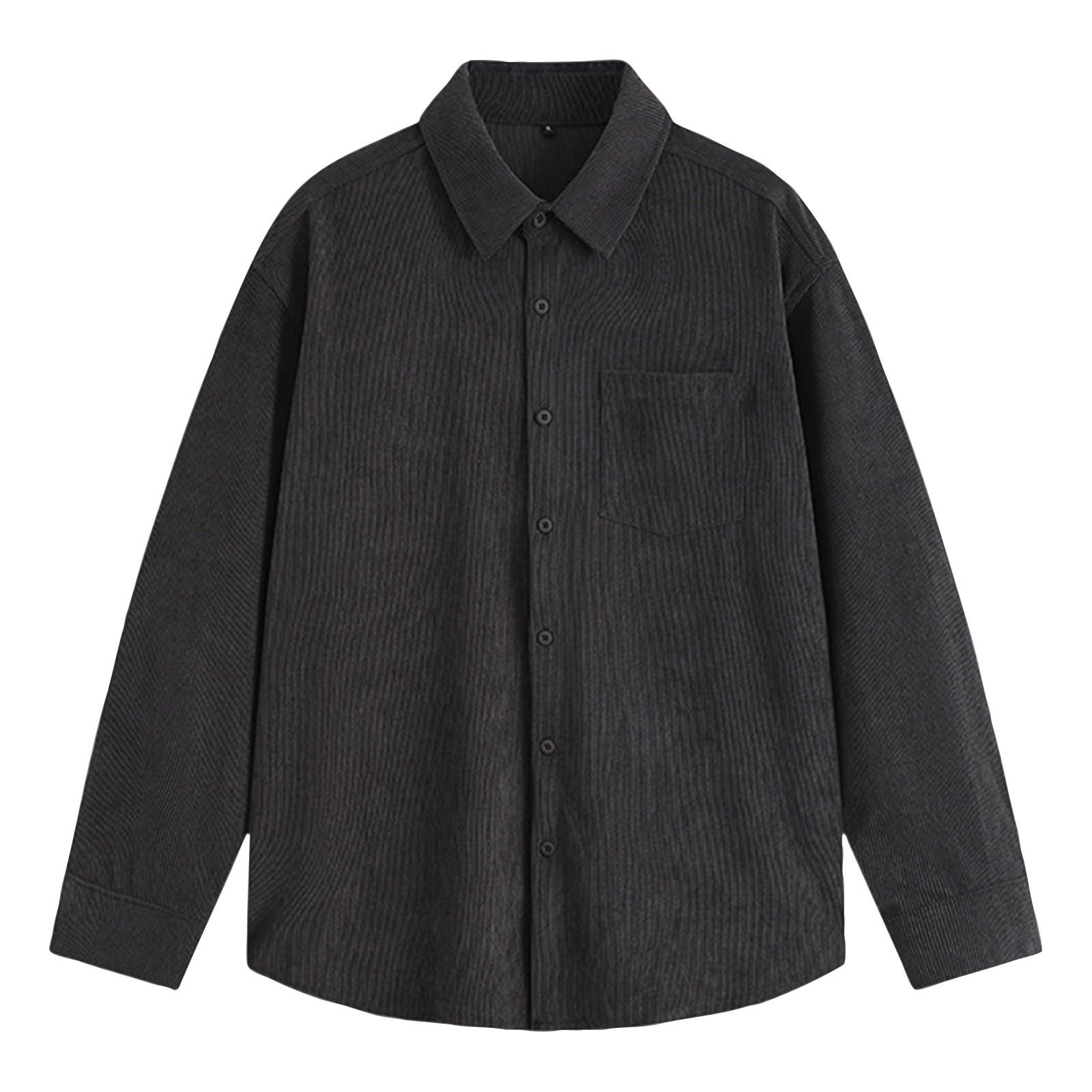 

Мужская повседневная удобная вельветовая рубашка с длинным рукавом, топ с лацканами M