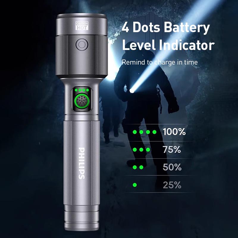 Philips Flashlight SFL2101P SFL2101P Telescopic Zoom Flashlight 1300 Lumens Beam Distance (Max) 800 Meters