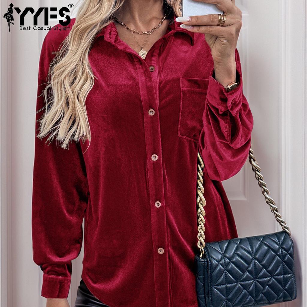 YYFS Women's Fashion Casual Fall Winter Solid Color Print Long Sleeve POLO-Neck Pullovers & Long Sleeves