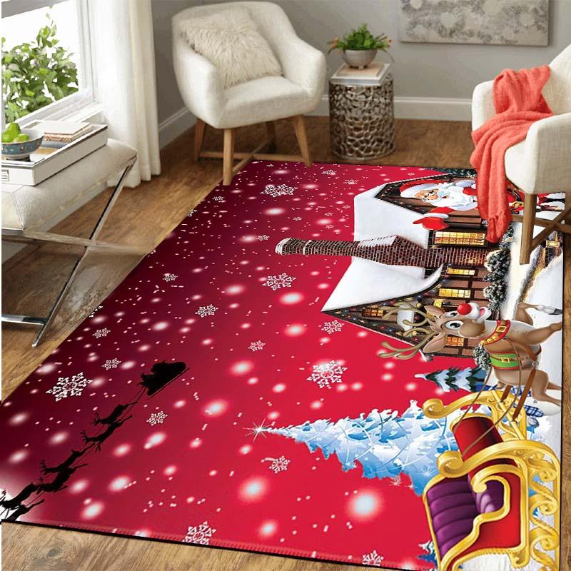 Christmas Santa Claus Carpet for Living Room Decor Hallway Balcony Long Carpet Sofa Table Large Area Rugs Anti-slip Bedroom Mat