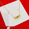 Gold-Plated Agate Curved Necklace - Retro Women's Clavicle Chain with Brass Gold-Plated Pendant