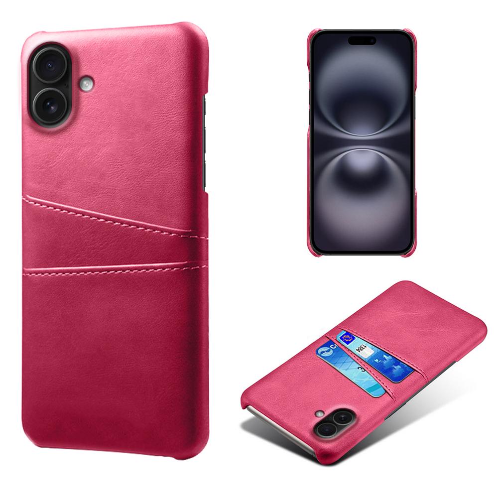 

For iPhone 17 Case Dual Card Slots PU Leather+Hard PC Phone Cover Rose