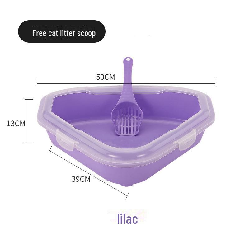 

Большой треугольный кошачий туалет с лопаткой - устойчив к брызгам и запахам 50×39×13cm