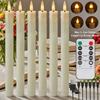 Long Christmas LED Candle with Remote Timer Flameless Ivory Taper Candles Battery Powered Church Flickering Candlesticks Light
