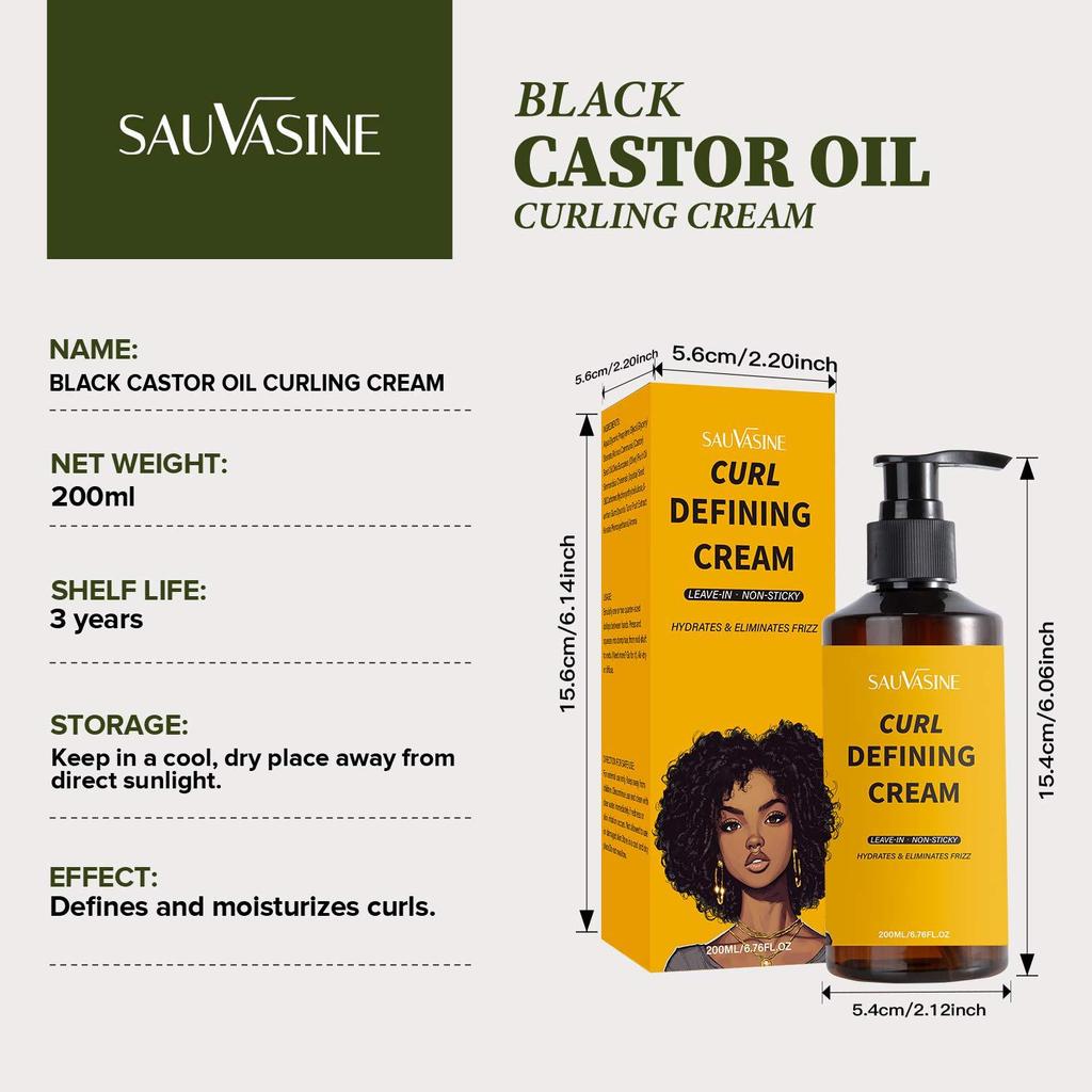 SAUVASINE Curl Defining Cream - Moisturizing Styling Cream for Defined Curls, Long-Lasting Hold, Anti-Frizz Hair Care
