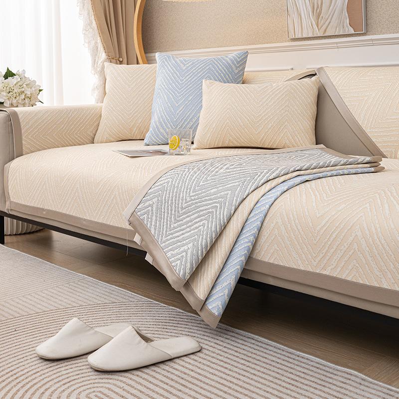 Summer Sofa Cushion Simple Modern Cool Ice Silk Summer Mat Non-Slip Cushion Ice Pad Dirt-Proof Cover Cover Cloth Thickened