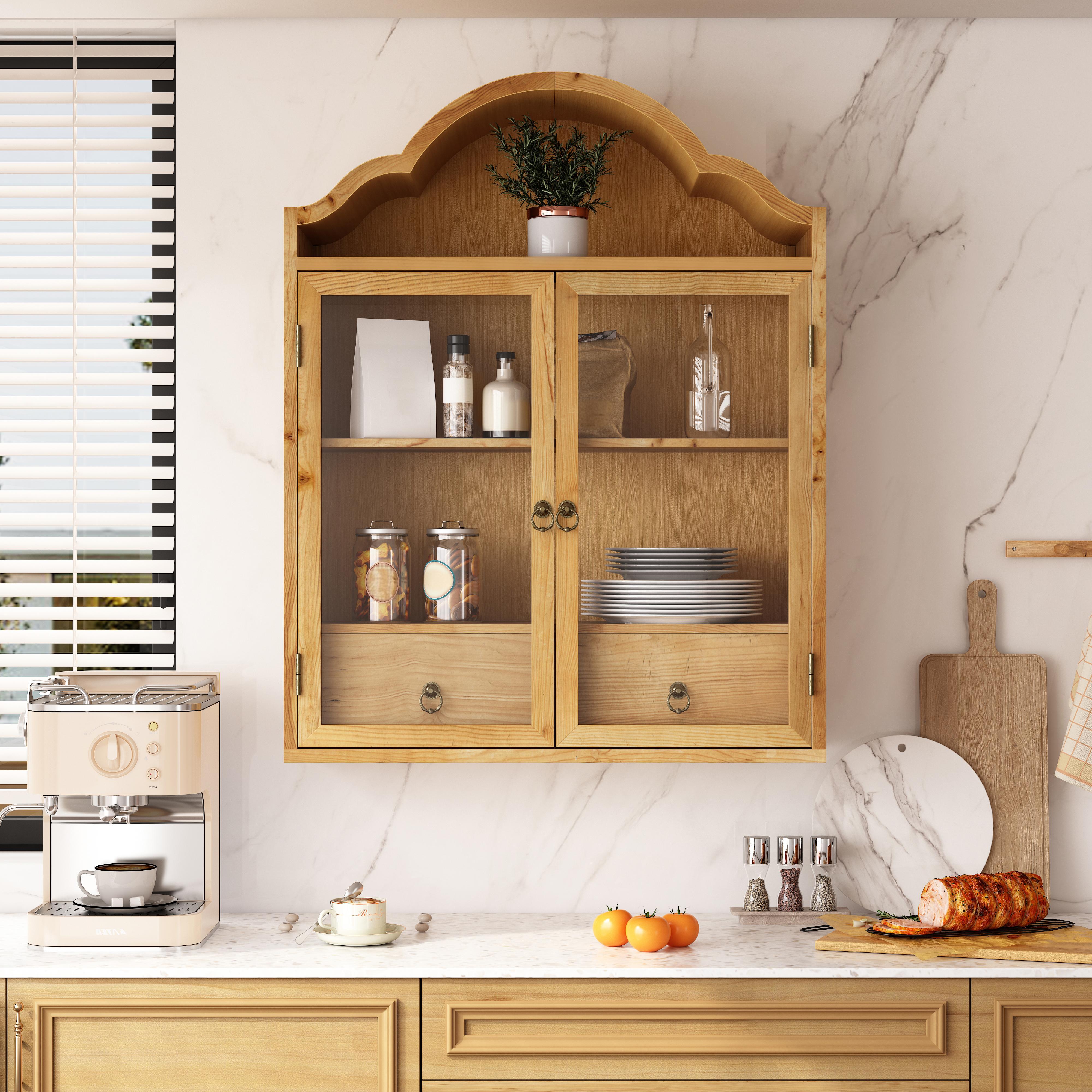 Retro wall cabinet with curved wave