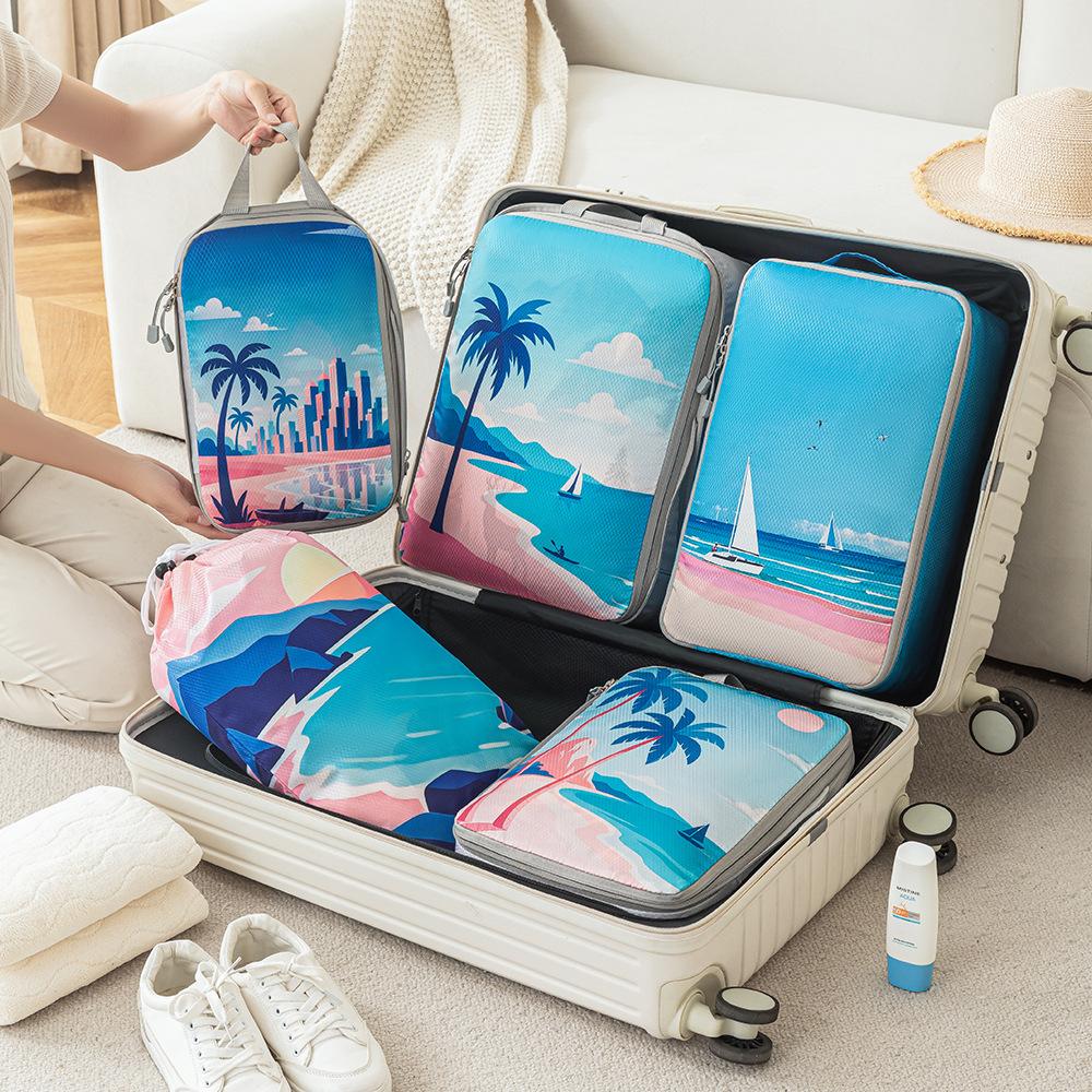 New Printed Compression Storage Bag5Portable Travel Clothes and Shoes Storage Bag Waterproof Luggage Organizer