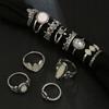 Silver Retro Punk Boho Ring Set 73