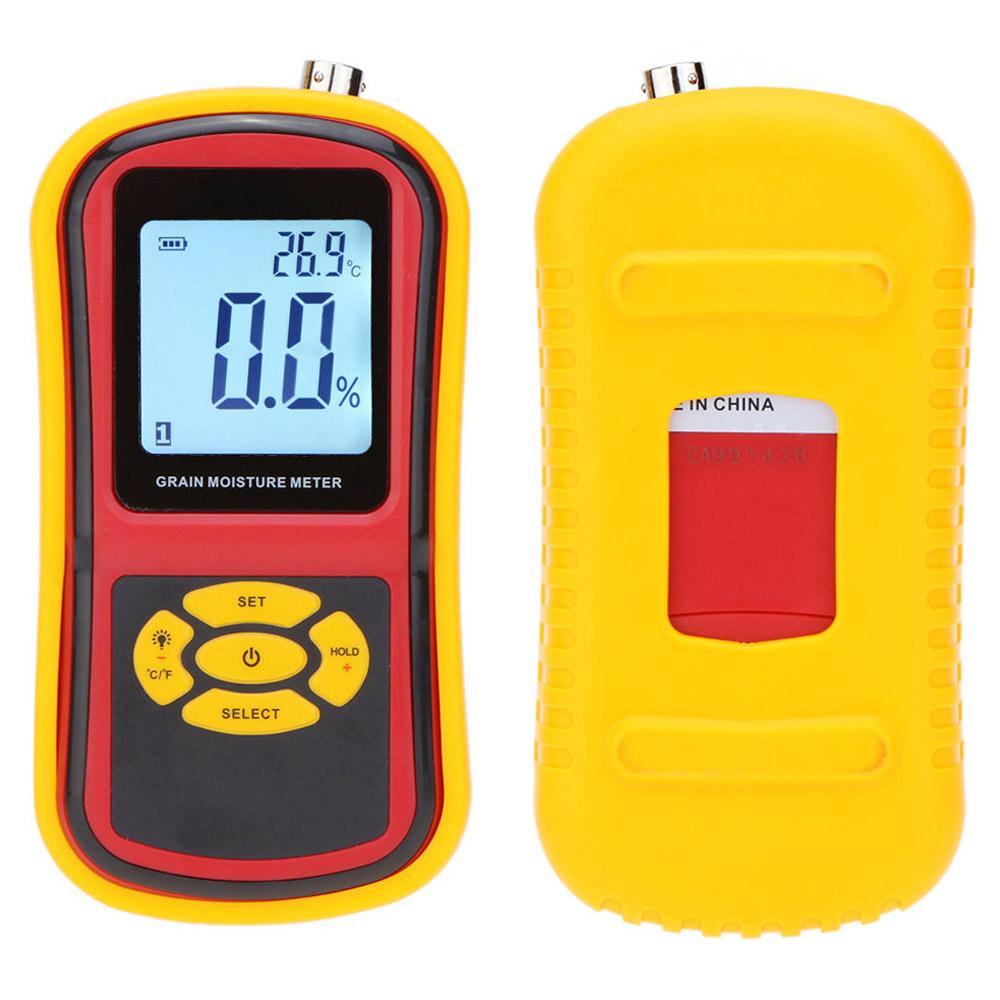 GM640 Portable Digital Grain Moisture Meter with Measuring Probe LCD Display Tester for Corn Wheat Rice Bean Wheat