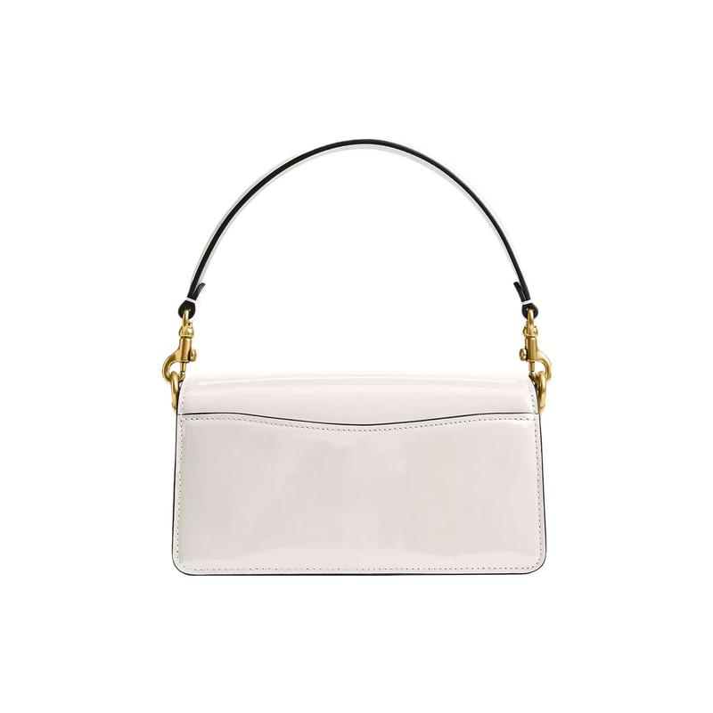 COACH Tabby 20 embossed classic presbyopic flap logo lock hardware buckle patent leather hand shoulder bag small women's white
